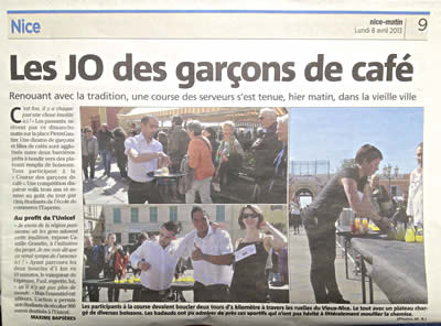 Nice Matin - Les JO des garçons de café - Lundi 8 avril 2013